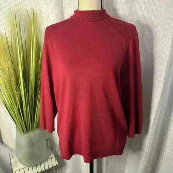 Chicos Women’s 2 US L Christmas Red Blouse Turtleneck Long Sleeve Tunic Top - Picture 1 of 13